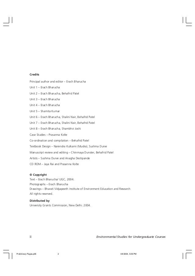 Erach Bharucha Environmental Studies Pdf